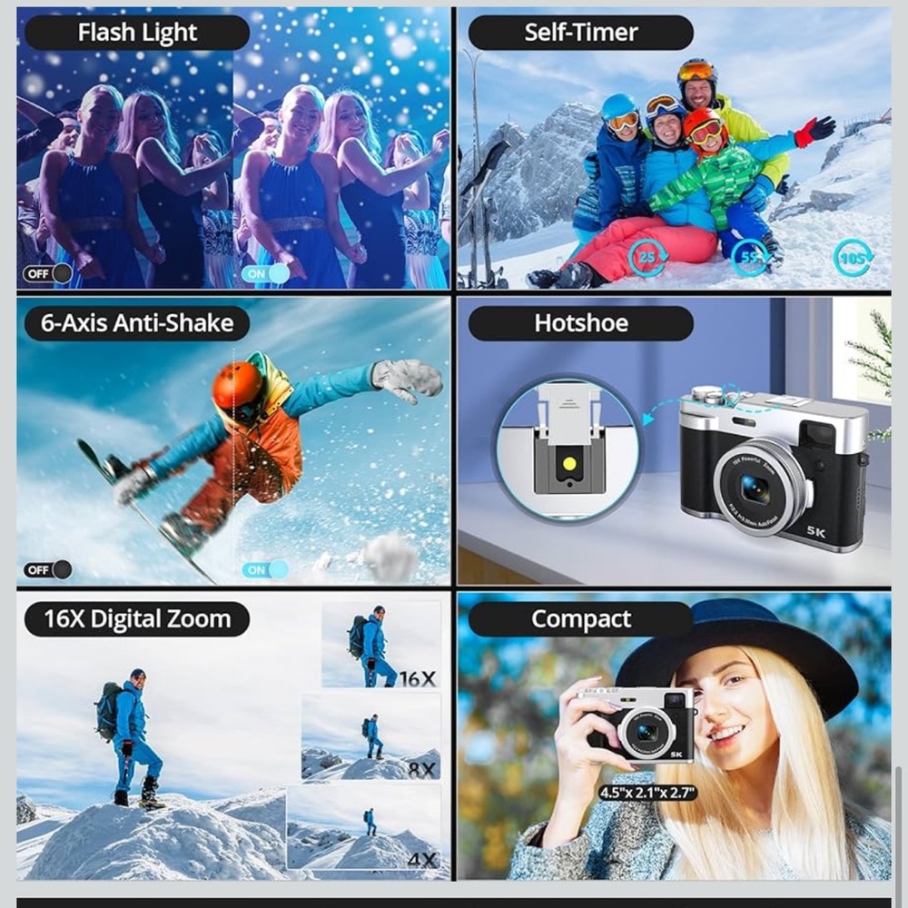 5K 48MP Autofocus Digital Camera - Black - Picture 5 of 7